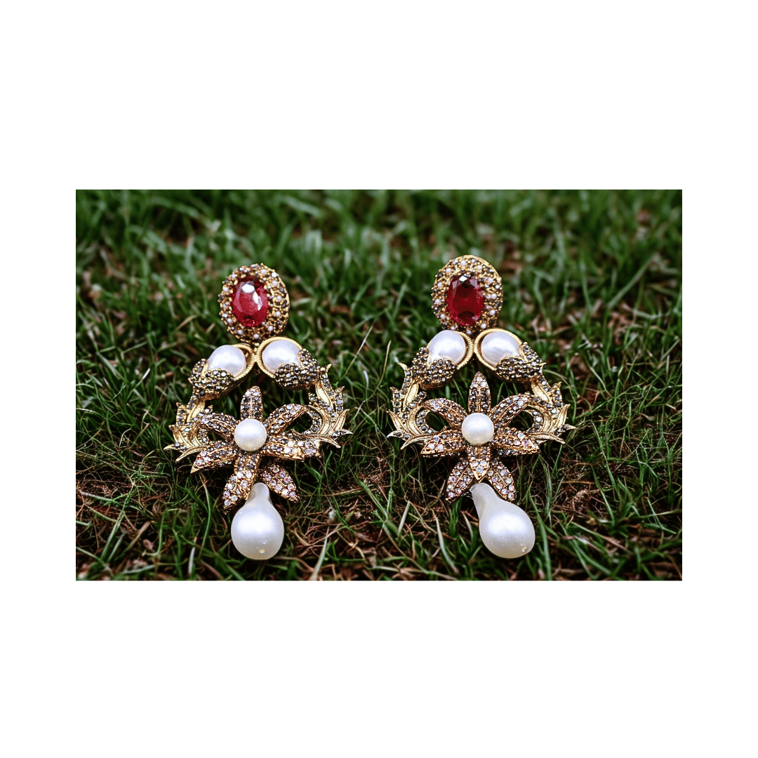 Elegant long earrings in red