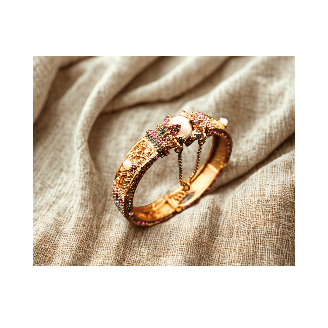 Golden adjustable Turkish bangle in multicolored