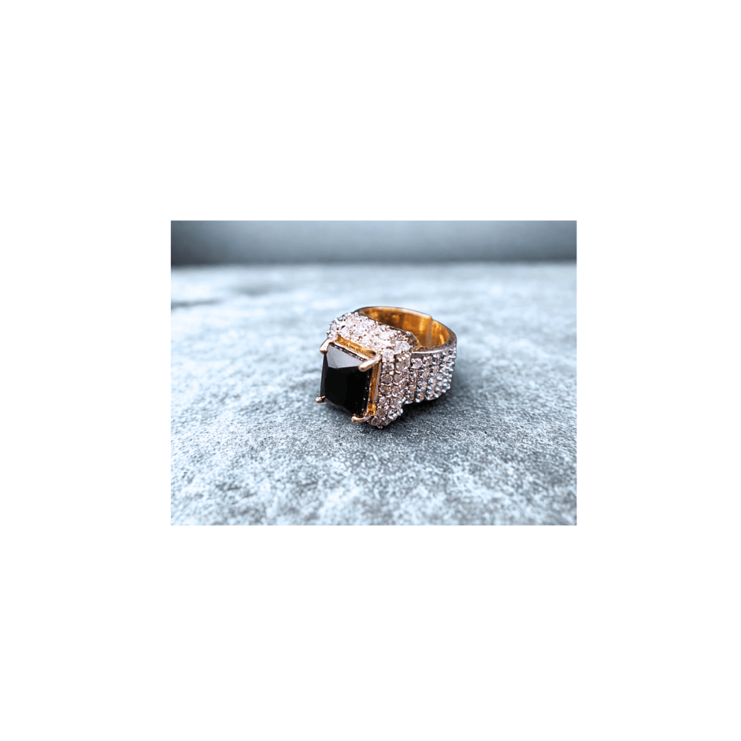 Turkish black solitaire ring with zircons