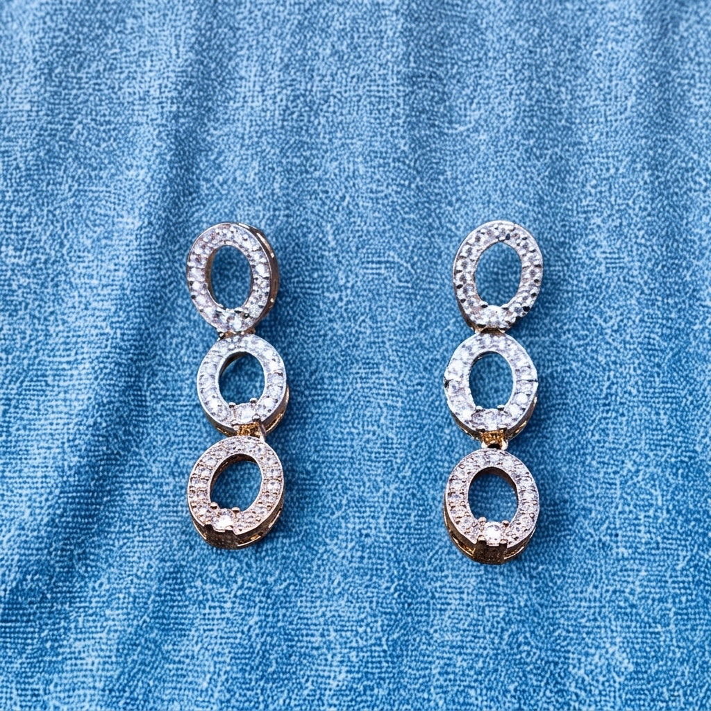 Elegant zircon earrings in silver frame