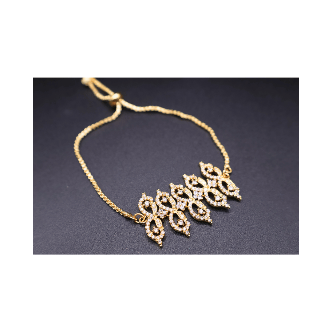 Golden adjustable bracelet with chain