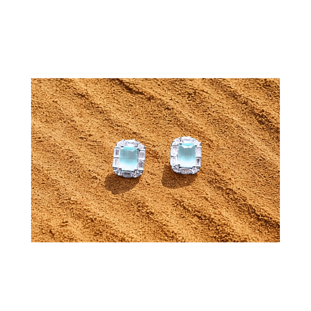 Turquoise rectangular studs