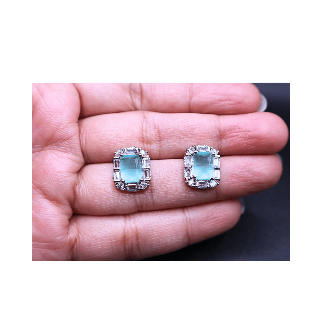 Turquoise rectangular studs