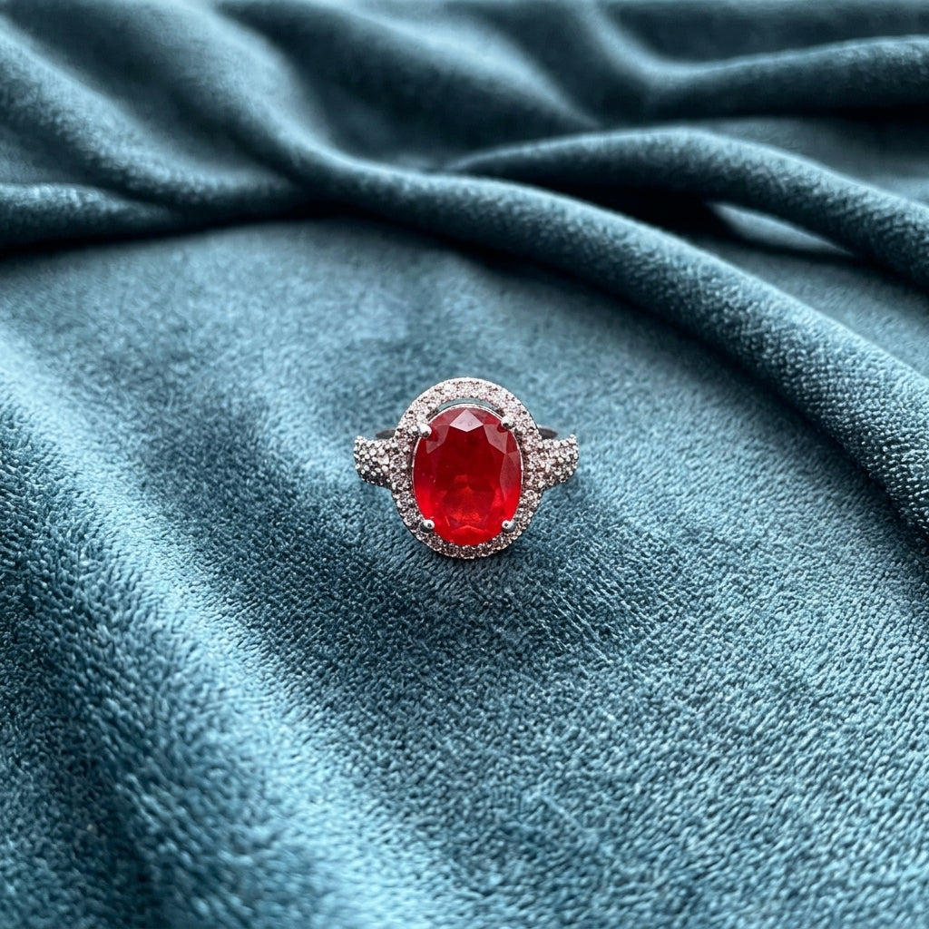 Turkish ring with ruby in silver base