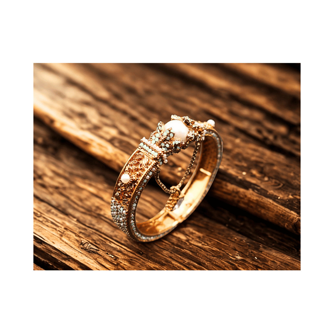 Golden adjustable Turkish bangle in turquoise color