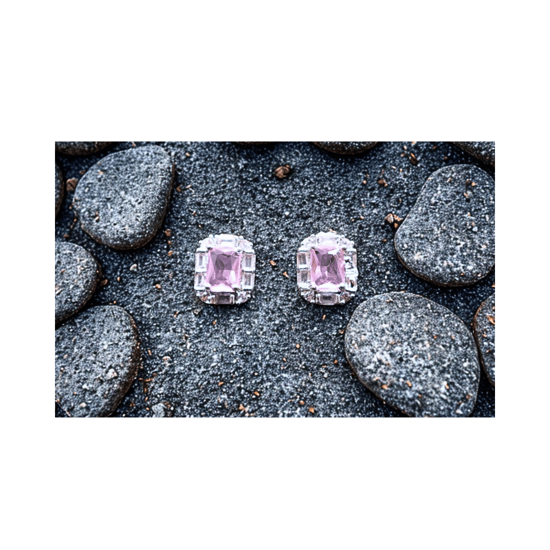 Pink rectangular studs