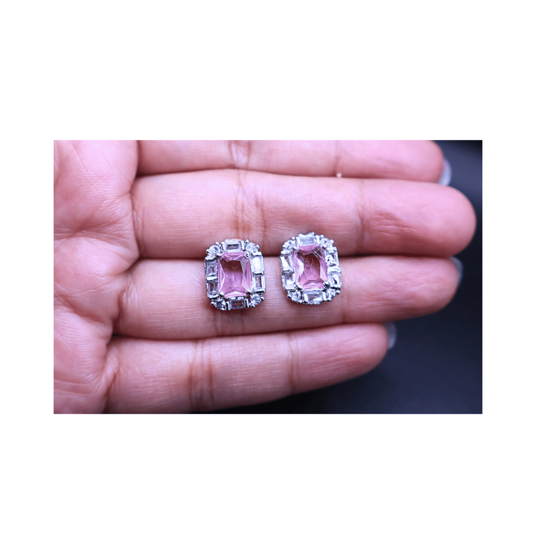 Pink rectangular studs