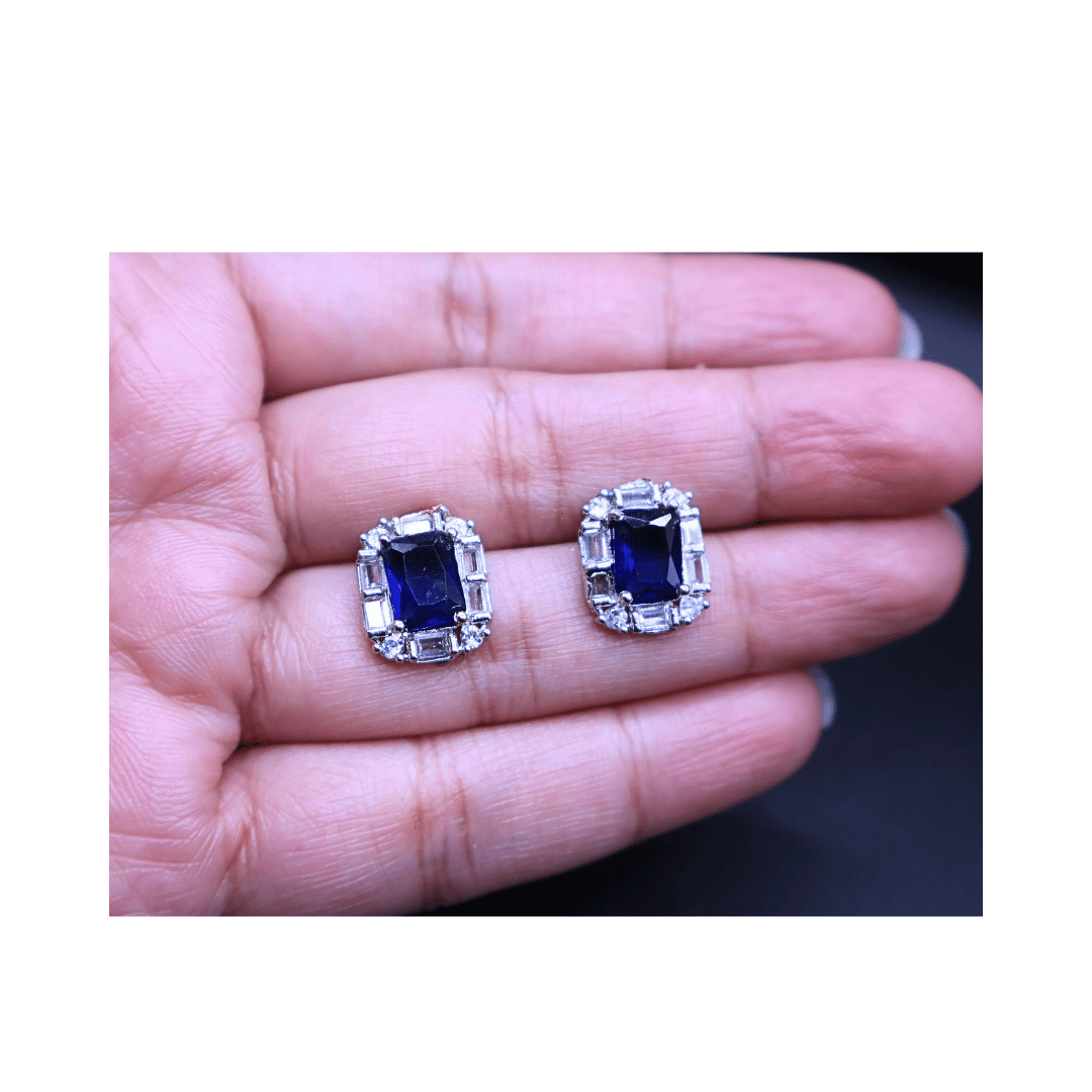 Sapphire rectangular studs