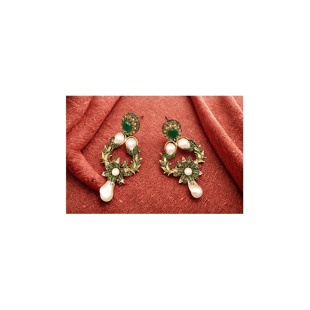 Gorgeous Turkish earrings in emerald