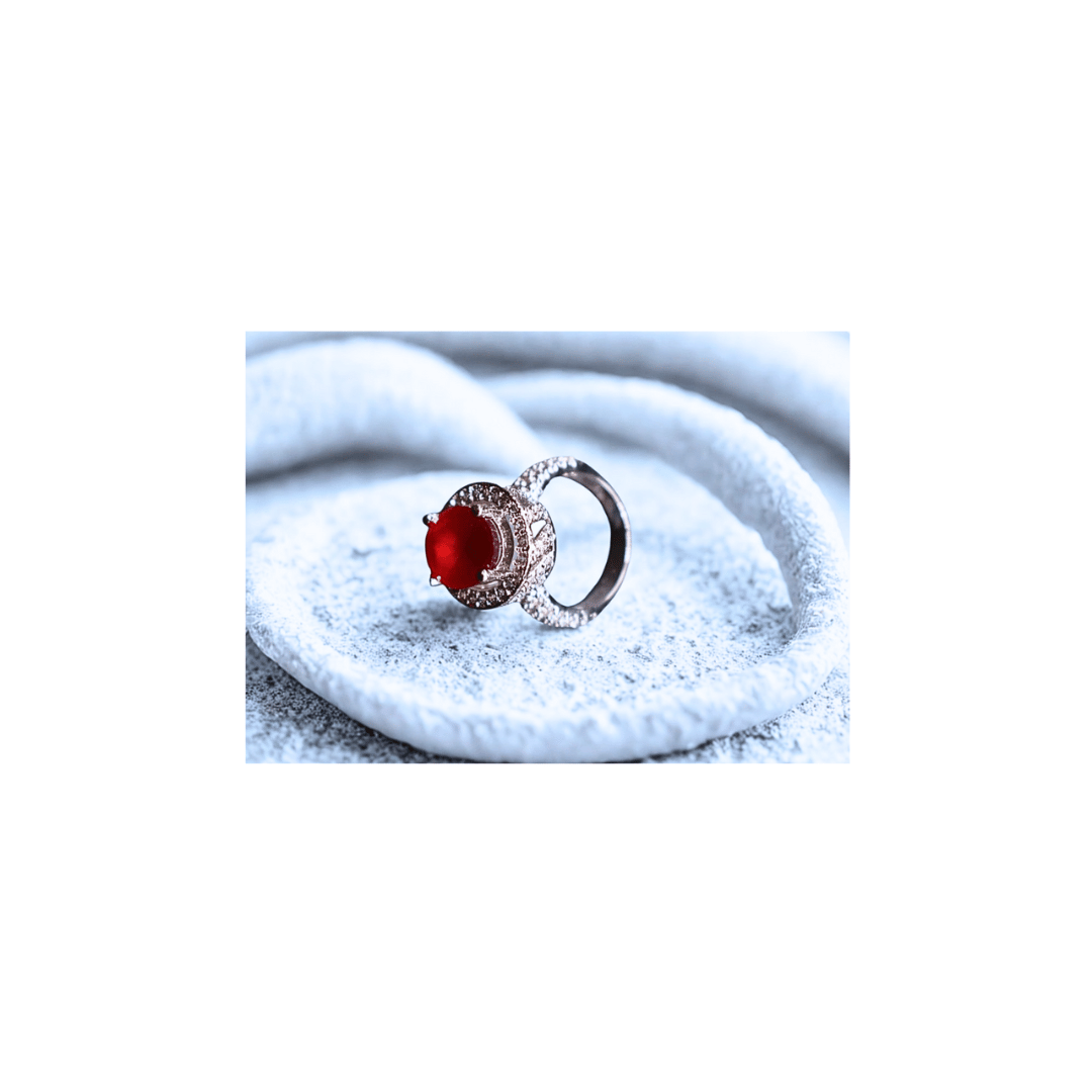 Turkish ring with ruby in silver base