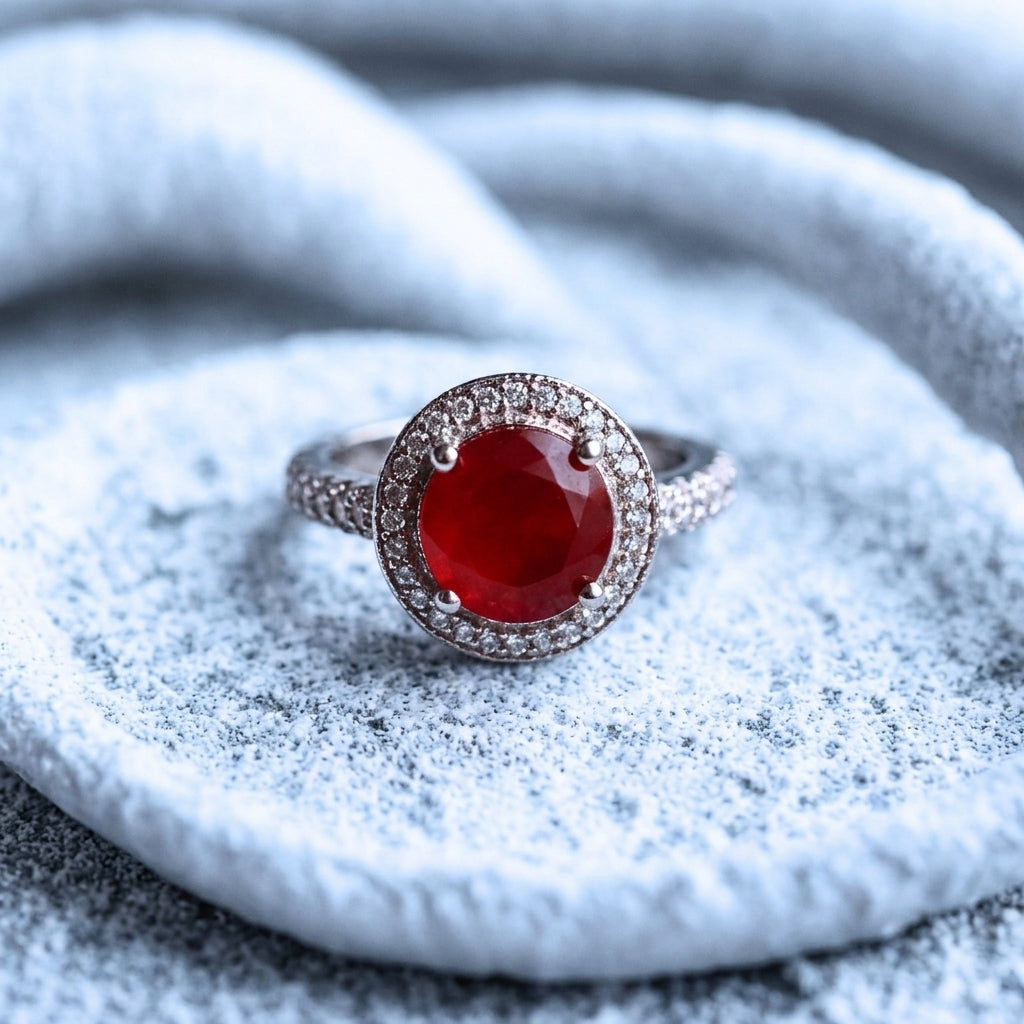 Turkish ring with ruby in silver base
