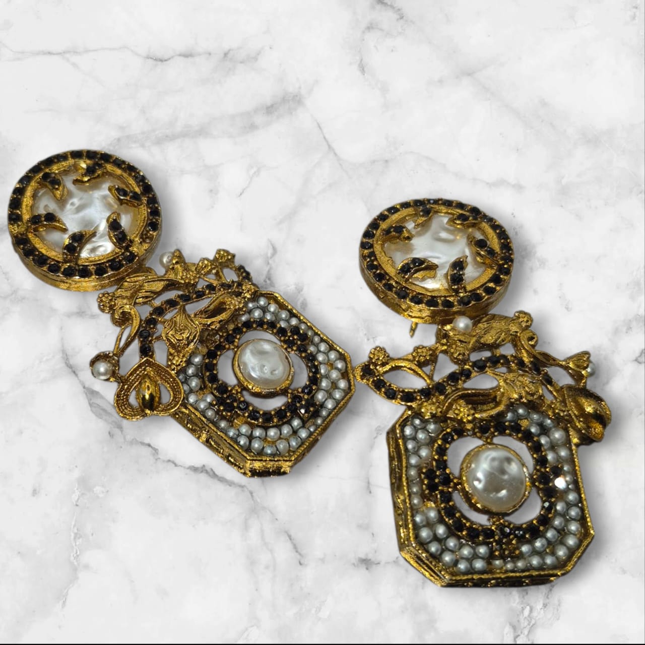 Turkish style earrings with black stones