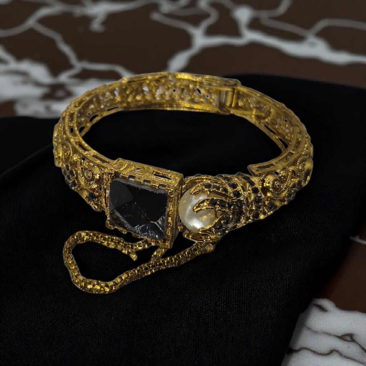 Turkish style black adjustable bangle