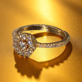 Golden elegant ring with zircons