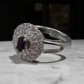 Adjustable silver ring with black stone