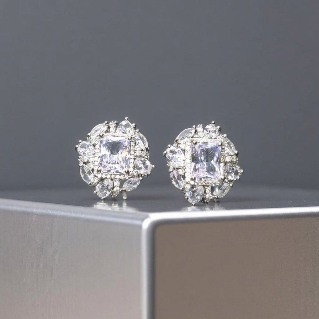 Elegant silver zircon studs