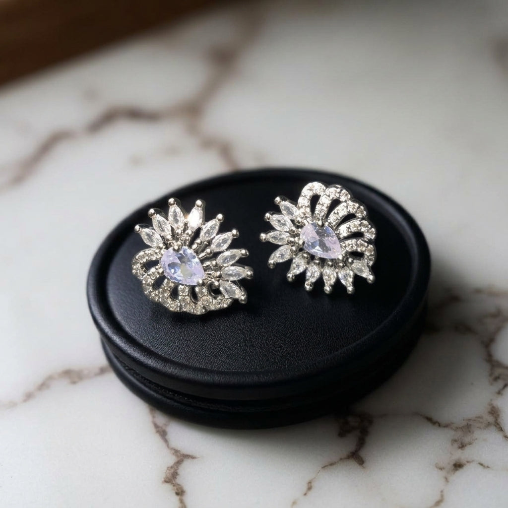 Silver zircon studs