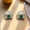 Stylish zircon studs with emerald