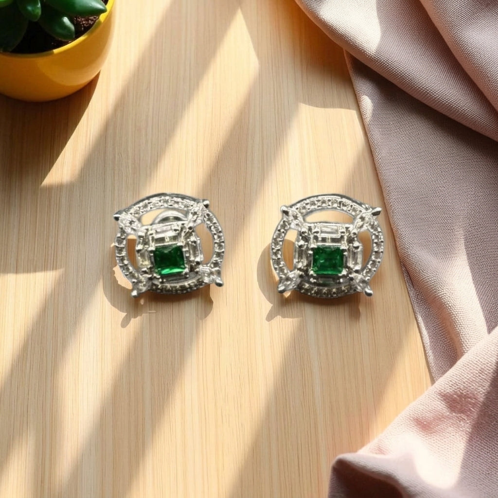 Stylish zircon studs with solitare center stone