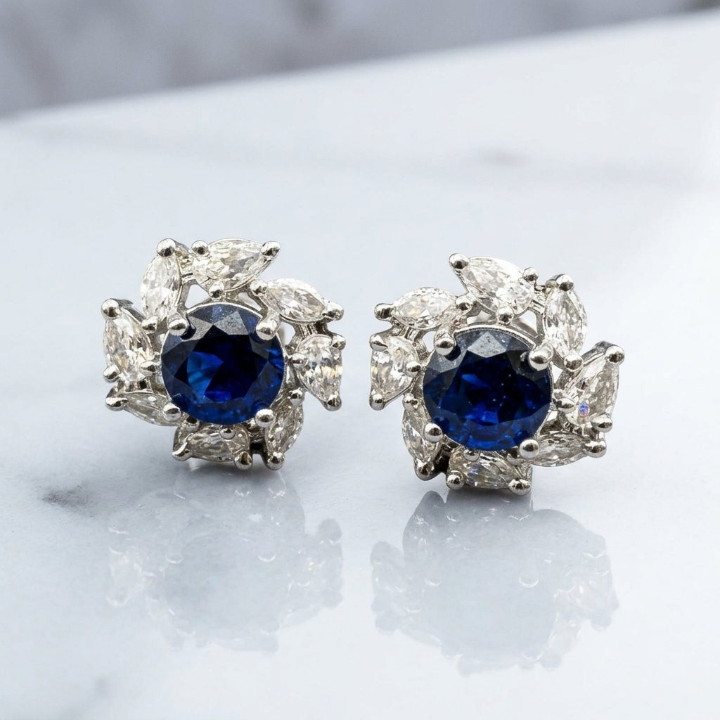 Zircon studs in flower shape
