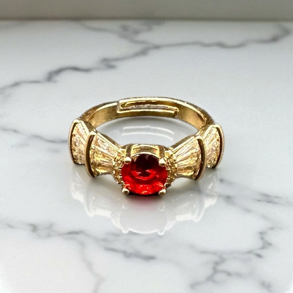 golden adjustable ring with center stone