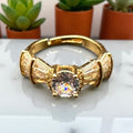 golden adjustable ring with zircon