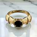 golden adjustable ring with black stone