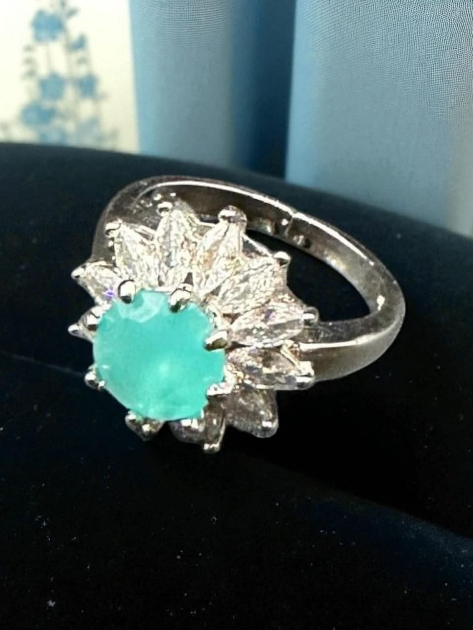 silver adjustable ring with turquoise