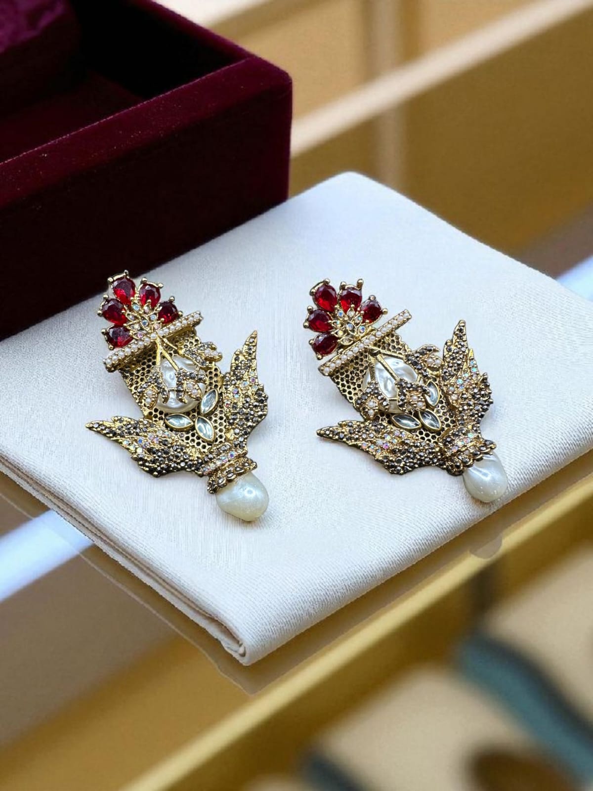Turkish earrings with ruby stones
