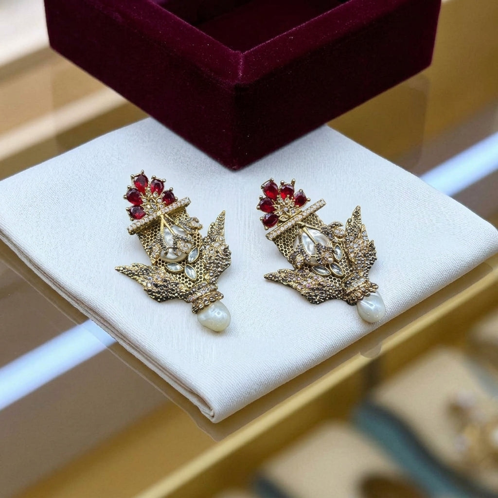 Turkish earrings with center stones