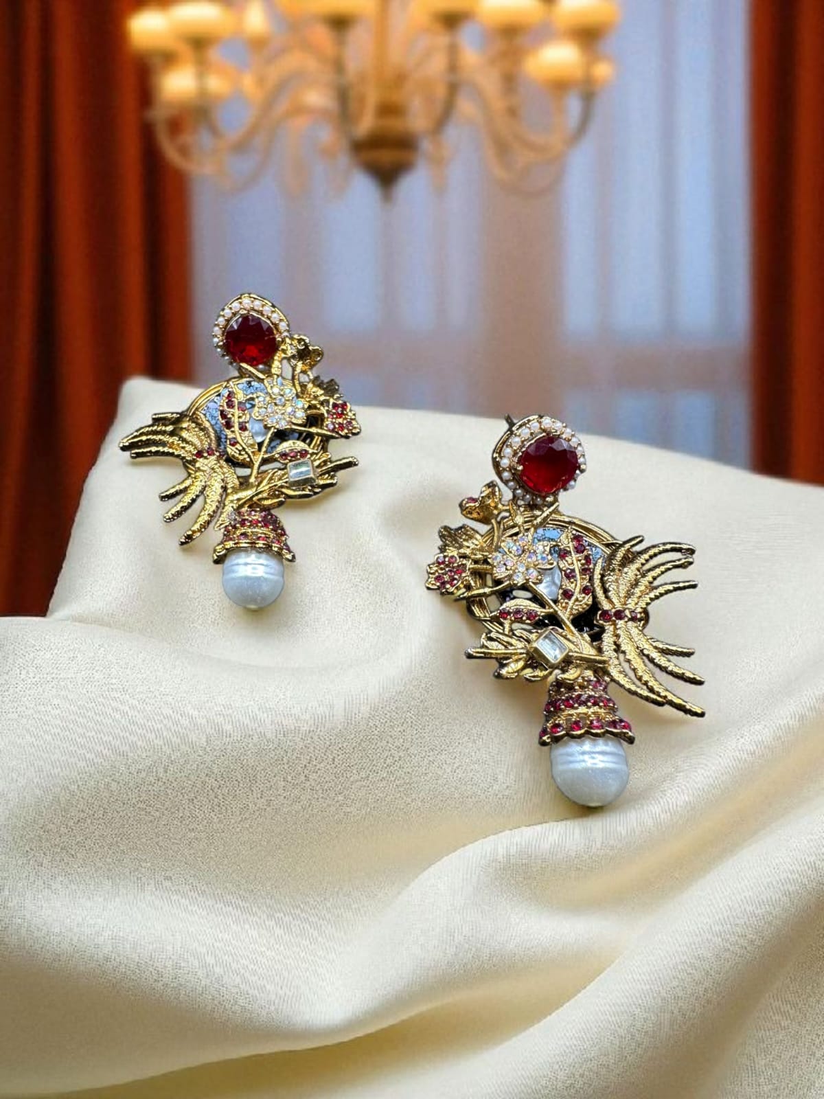 Turkish elegant earrings with ruby