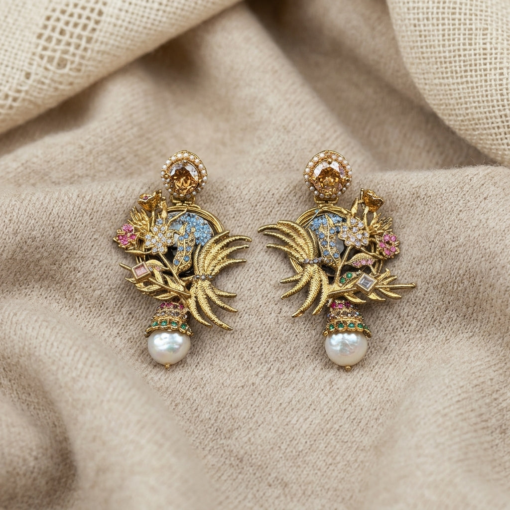 Turkish elegant earrings with center stones