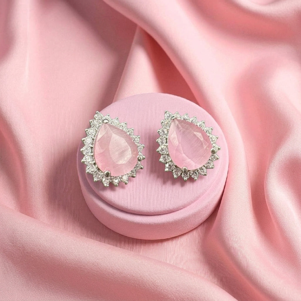 Diamond cut zircon studs