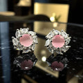 Zircon studs with pink Stone