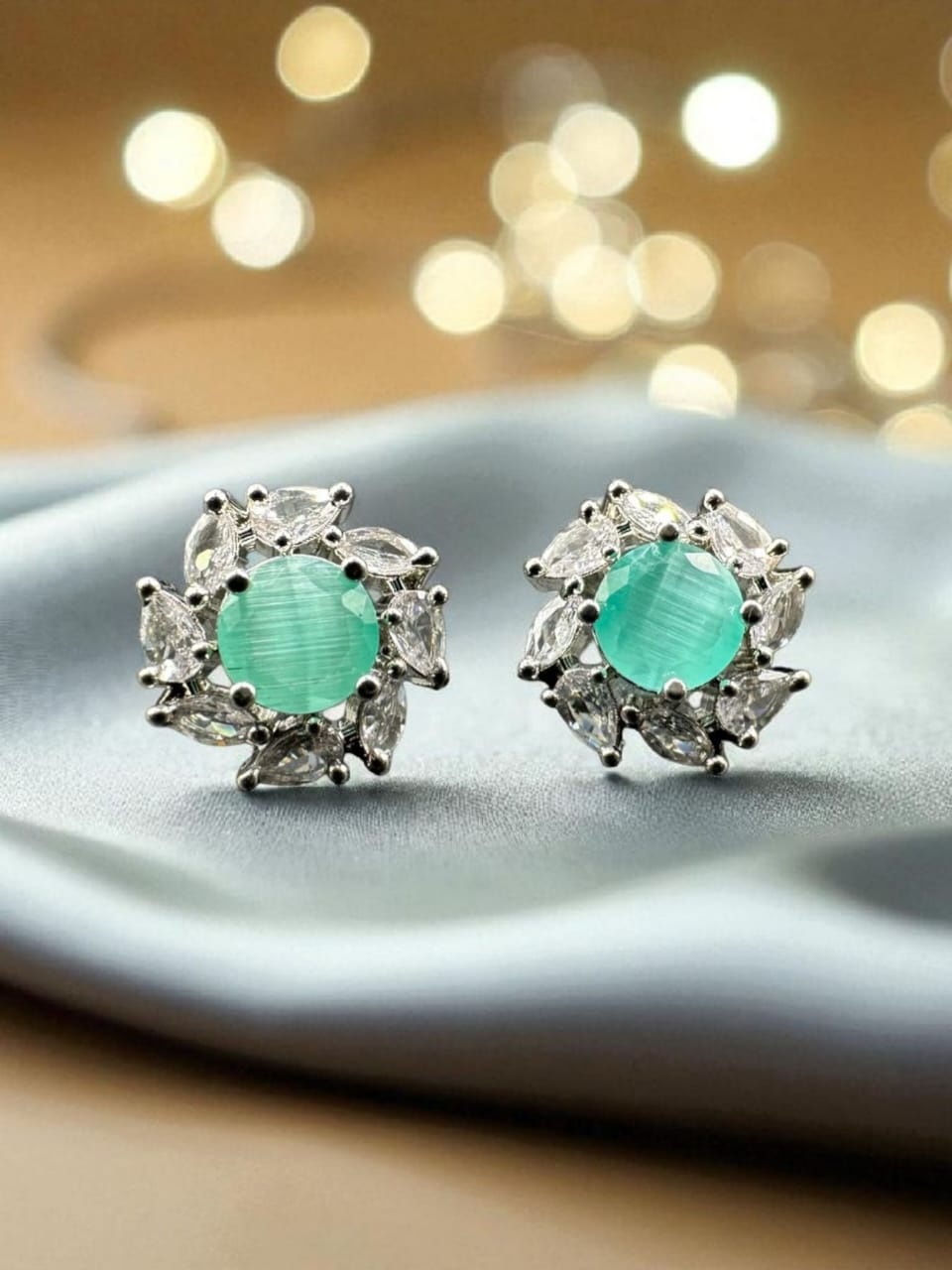 Zircon studs with turquoise stone