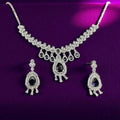 Silver plated zircon set with sapphire