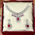 Silver plated zircon set with ruby