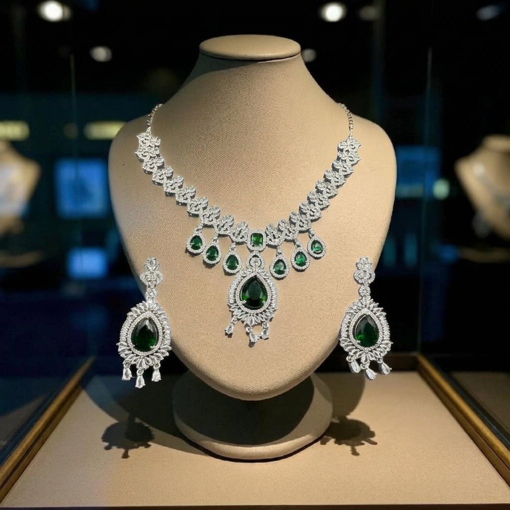 Silver plated zircon set