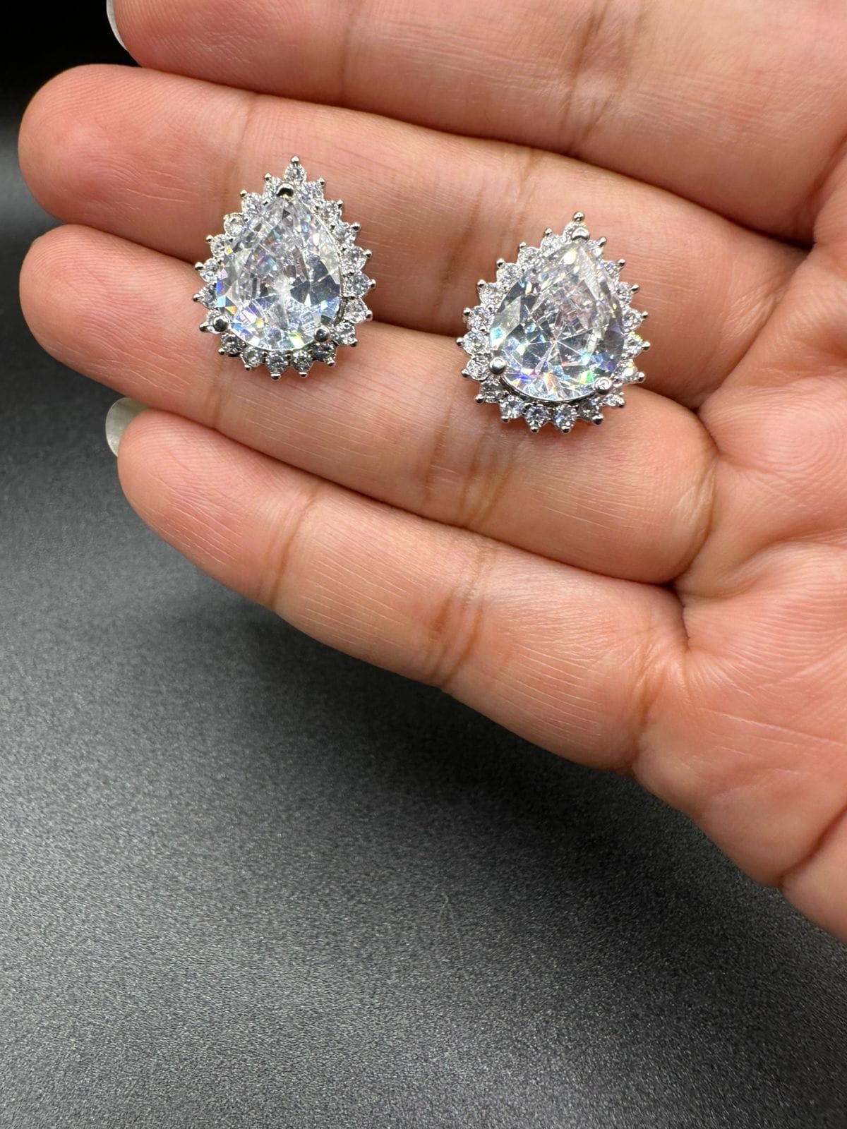 Diamond cut zircon studs