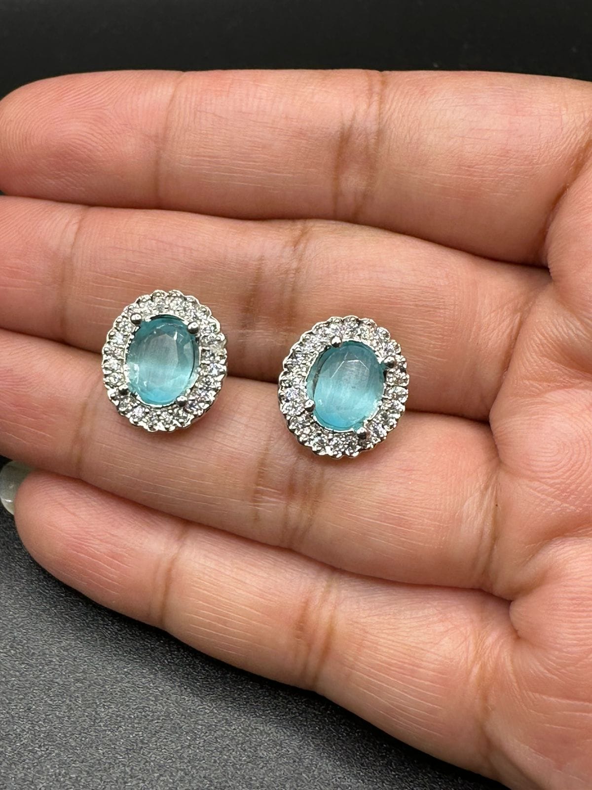 Zircon studs with turquoise stone