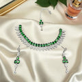Silver plated zircon set with emerald