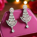 Chandelier earrings with zircon and pink stones