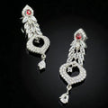 Silver earrings with zircon and ruby