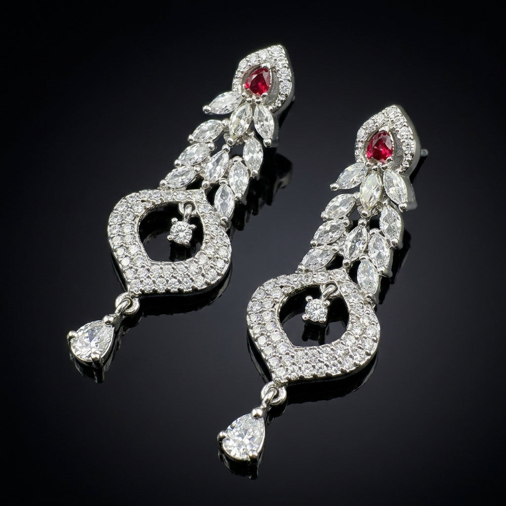 Silver earrings with zircon