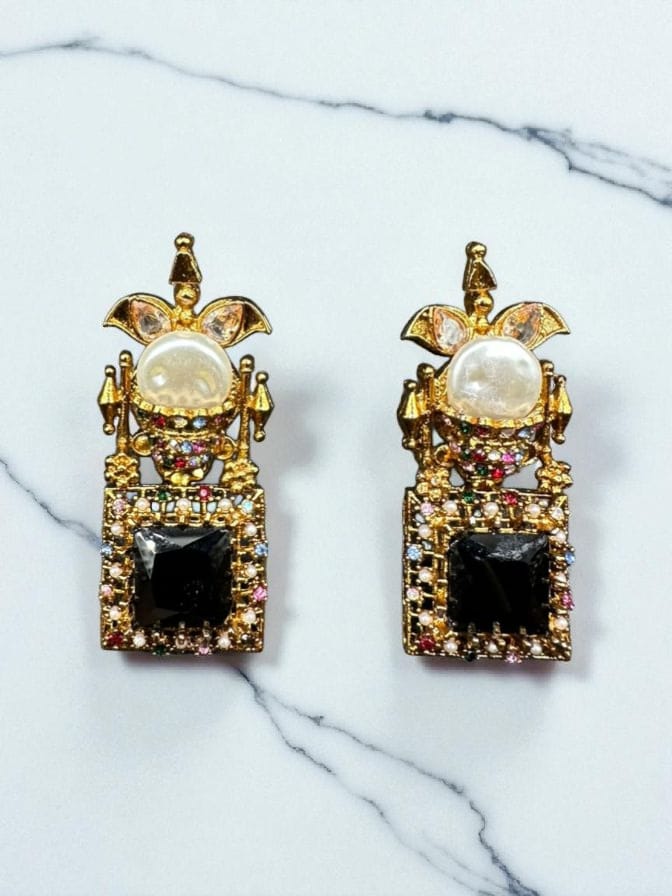 Turkish black stone earrings