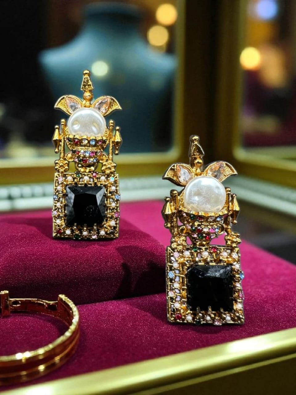 Turkish black stone earrings