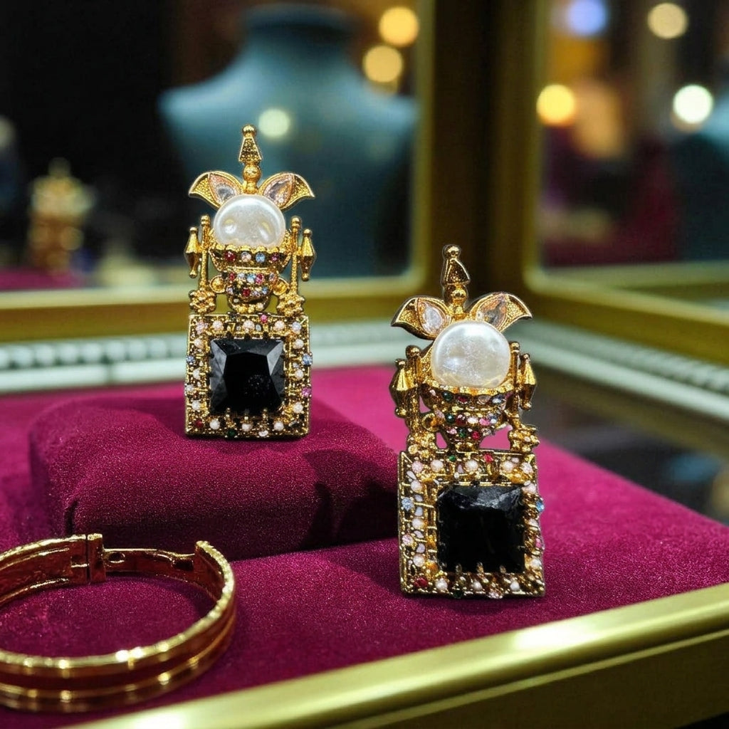 Turkish earrings with square stones