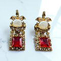 Turkish earrings with red stone
