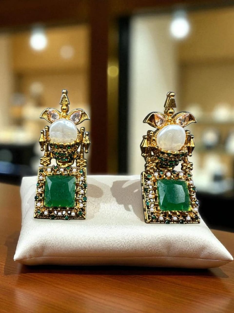 Turkish earrings with green stones