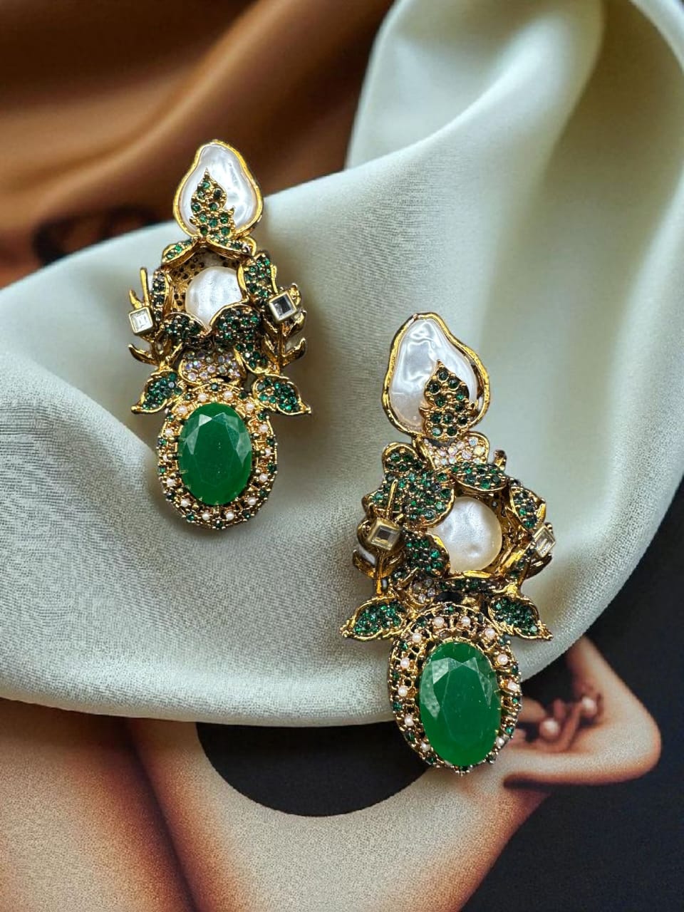 Turkish bold green earrings